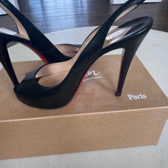 Christian Louboutin 120 Black Slingback Heels - Picture 6 of 10
